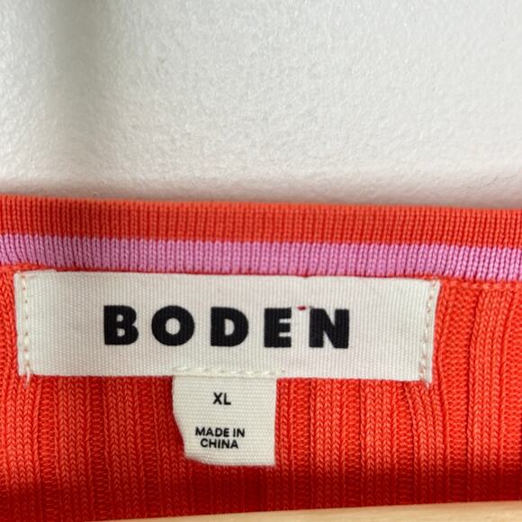 BODEN boden Ribbed Slash Neck Sweater Vermillion Red Orange Sz XL {J17} - Picture 4 of 5